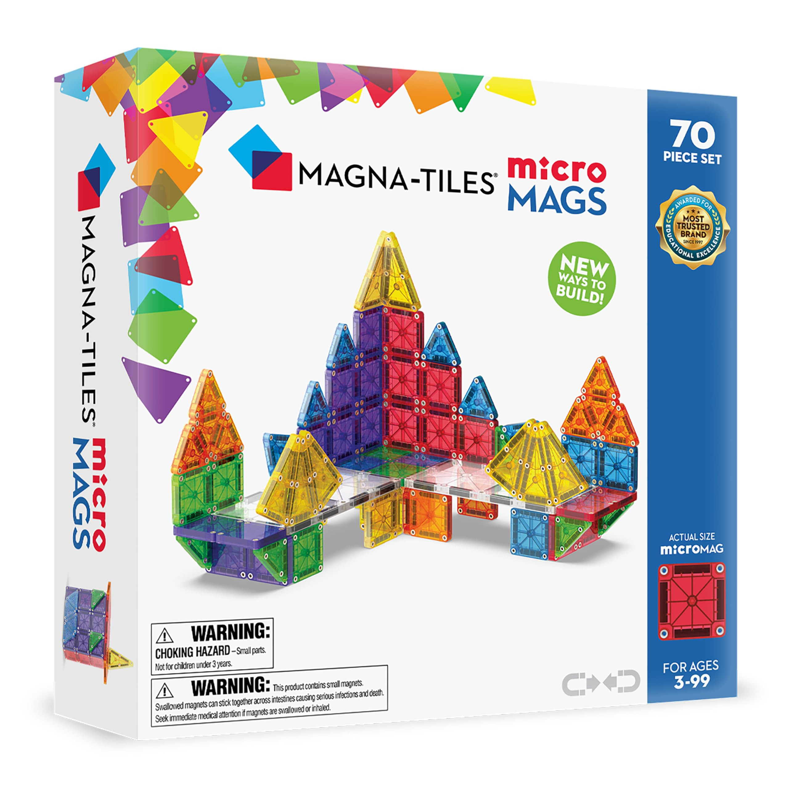 MAGNA-TILES microMAGS 70-Piece Deluxe Magnetic Construction Set, The Original Magnetic Building B... | Amazon (US)