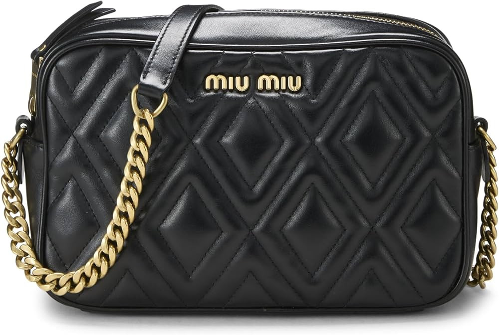 Amazon.com: Miu Miu, Pre-loved Black Nappa Matelass\u00e9 Camera Bag, Black : Amazon Luxury | Amazon (US)