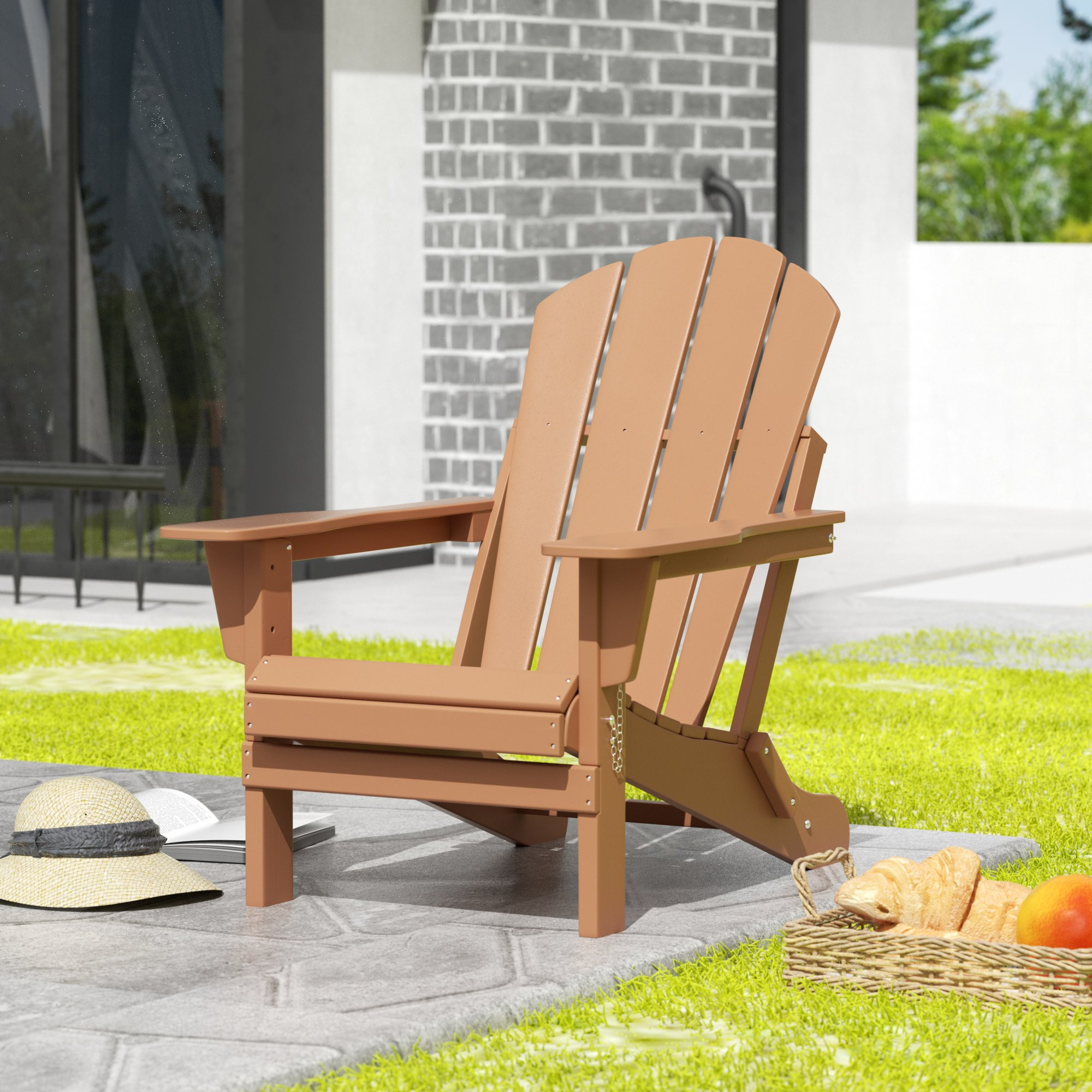 Westintrends Outdoor Folding HDPE Adirondack Chair, Patio Seat, Weather Resistant, Teak - Walmart... | Walmart (US)