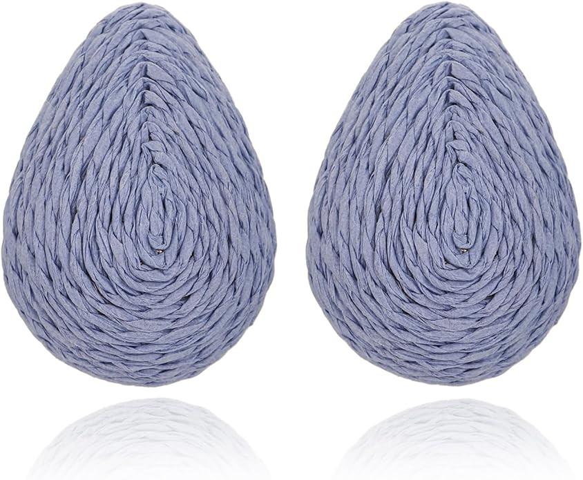 Chunky Raffia Waterdrop Earrings, Colorful Teardrop Stud Earrings Lightweight Trendy Jewelry for ... | Amazon (US)