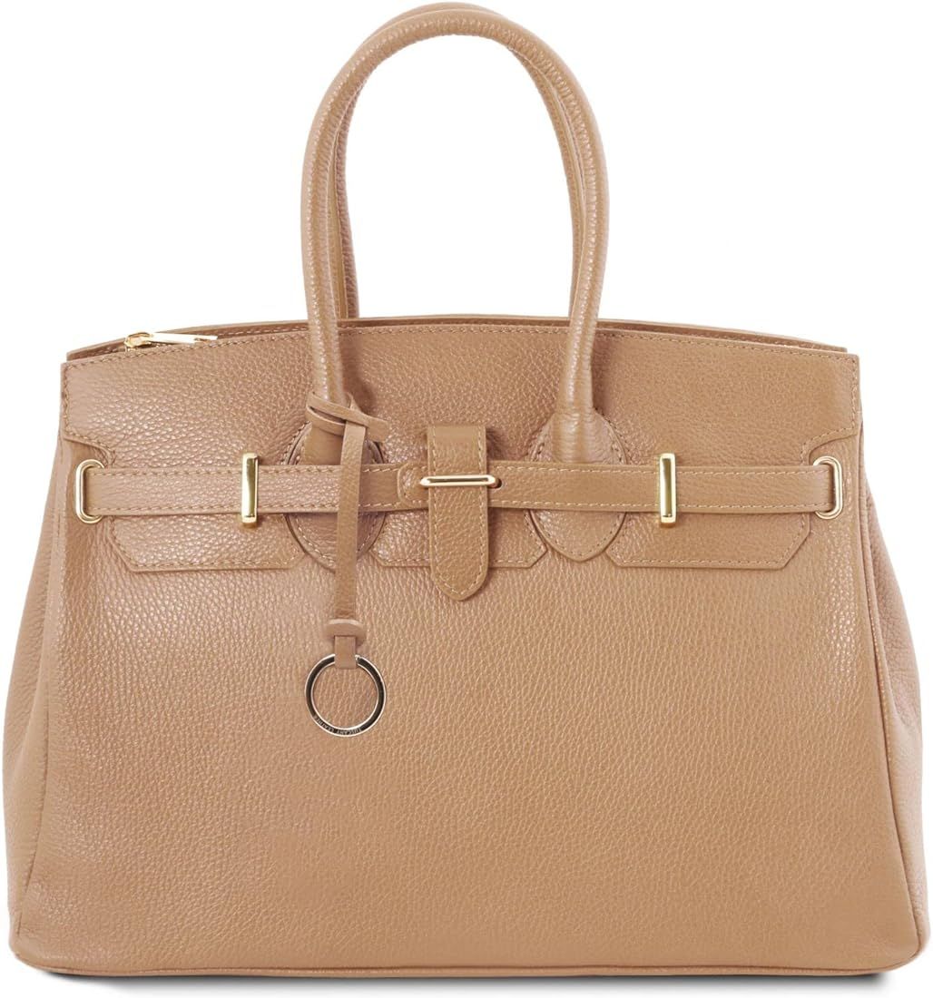 Tuscany Leather TLBag Leather handbag with golden hardware Champagne | Amazon (US)