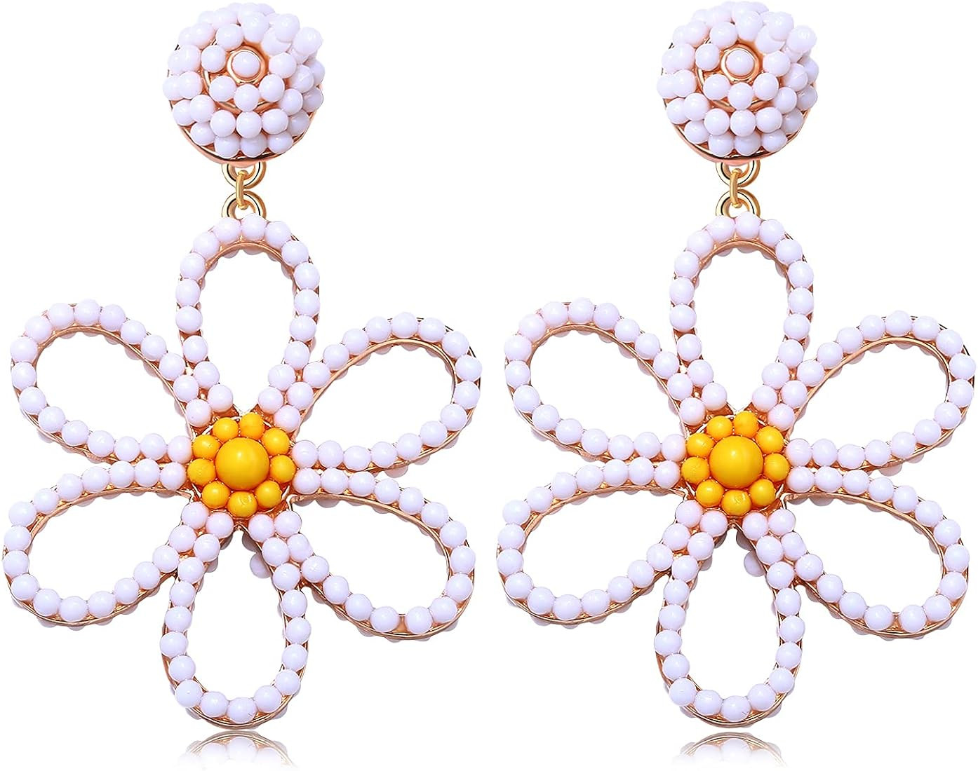 BVGA Women's Sunflower Daisy Drop Earrings Handmade Double Sided Beaded Sun Flower earrings for G... | Amazon (US)
