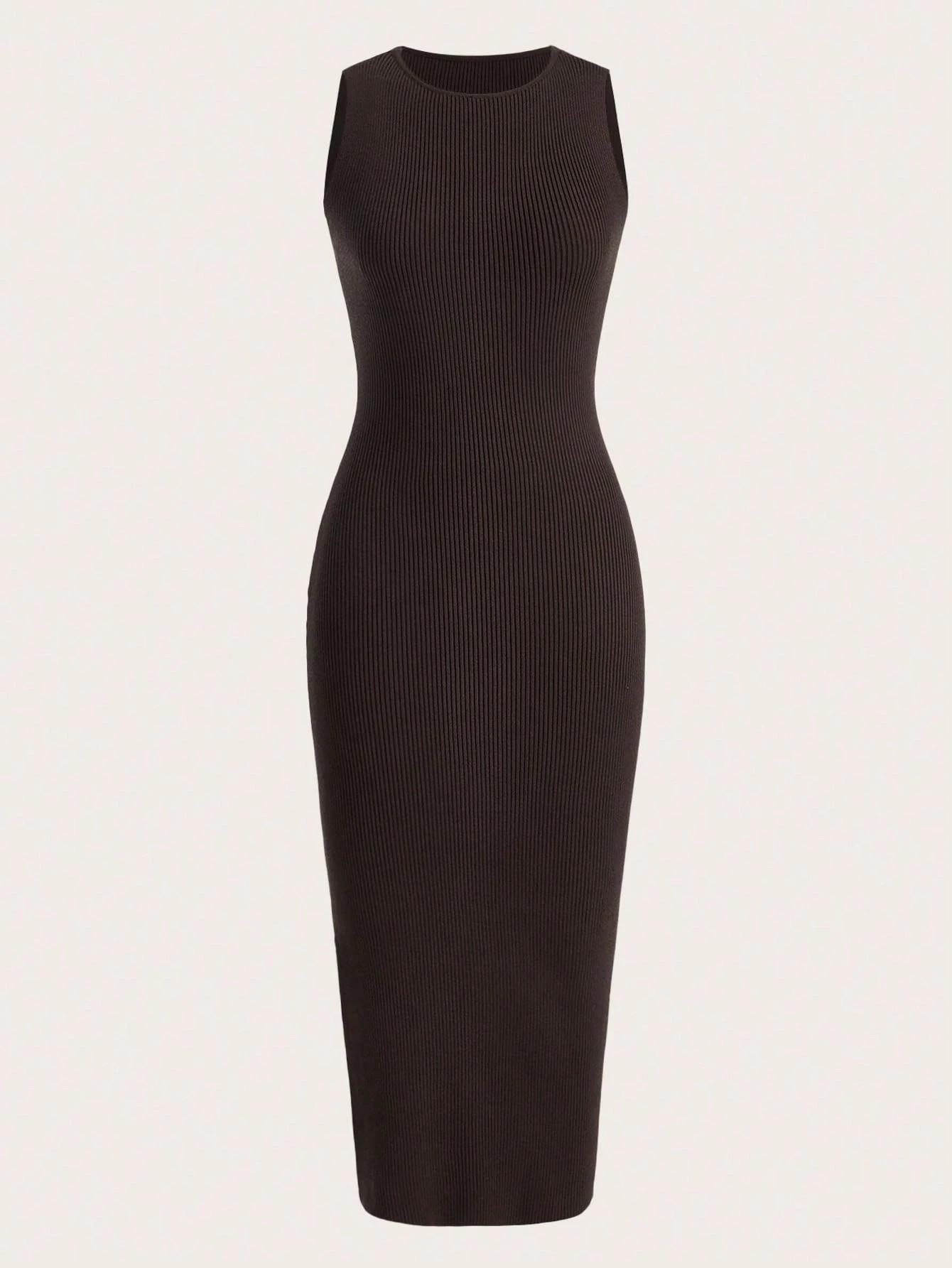 SHEIN BASICS Solid Split Thigh Ribbed Knit Bodycon Sweater Dress | SHEIN