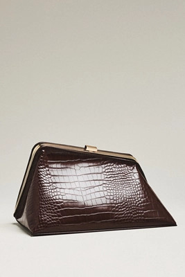 Textured Croc Angular Hardware Clutch | Anthropologie (US)