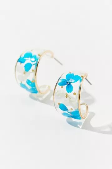 Resin Flower Hoop Earring | Urban Outfitters (US and RoW)