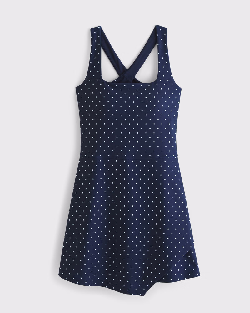 Abercrombie & Fitch Women's YPB sculptLUX Cross-Back Mini Dress in Navy Dot - Size XXL | Abercrombie & Fitch (US)