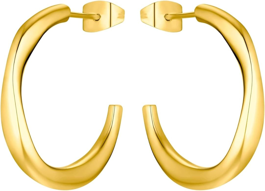 s.Oliver Hoop Earrings for Women, Stainless Steel IP Gold | Amazon (UK)