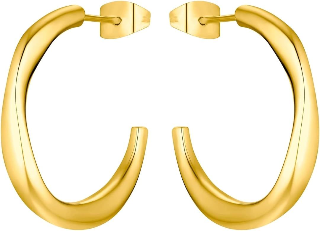 s.Oliver Hoop Earrings for Women, Stainless Steel IP Gold | Amazon (UK)