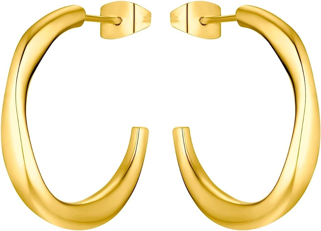 s.Oliver Hoop Earrings for Women, Stainless Steel IP Gold | Amazon (UK)
