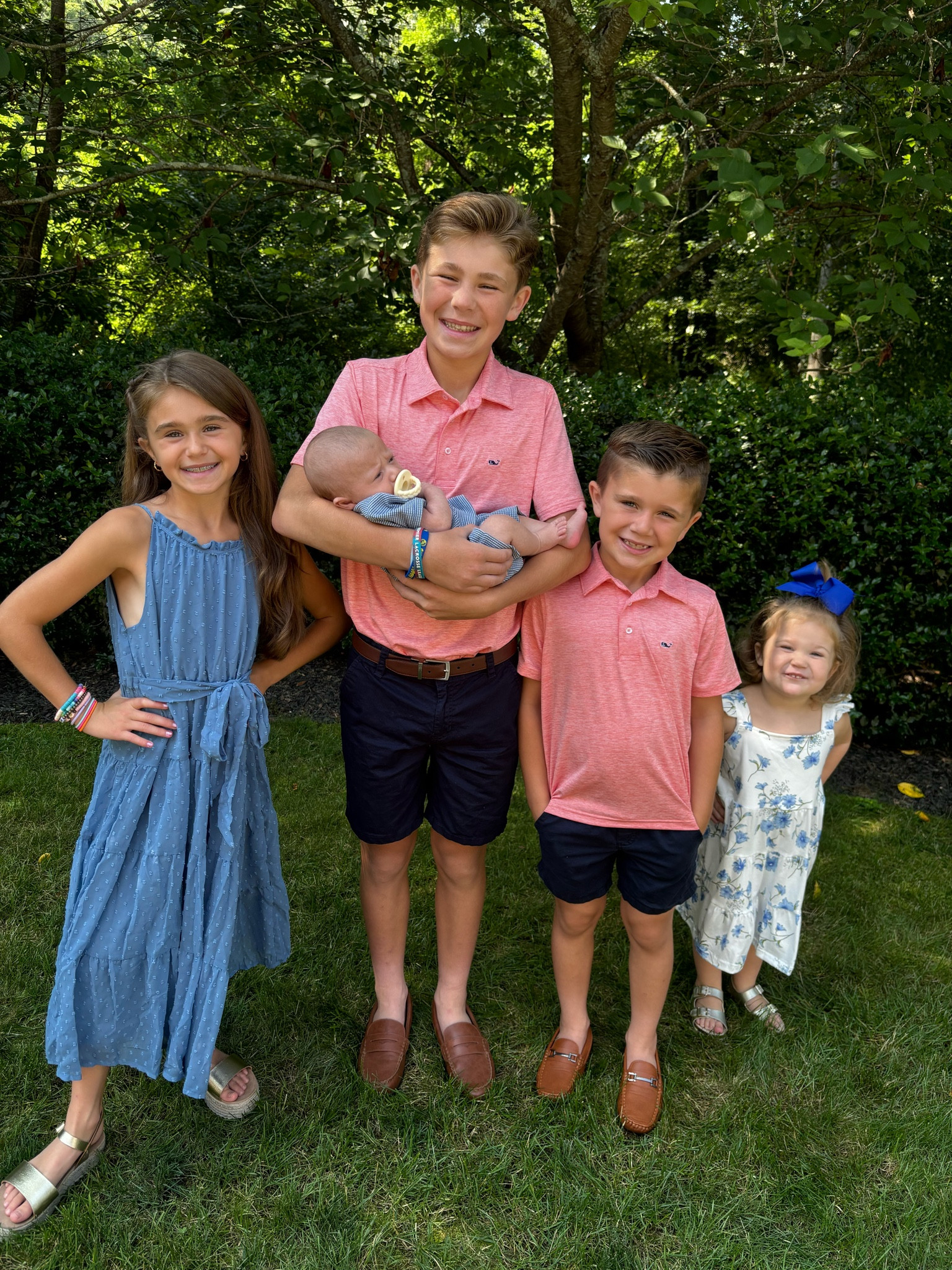 Matchy Matchy but not! The baby outfit is sold out in blue so I added a similar outfit style + his outfit in tan! 
Love my 5! 🫶🏼🤍

#LTKKids #LTKFamily #LTKBacktoSchool