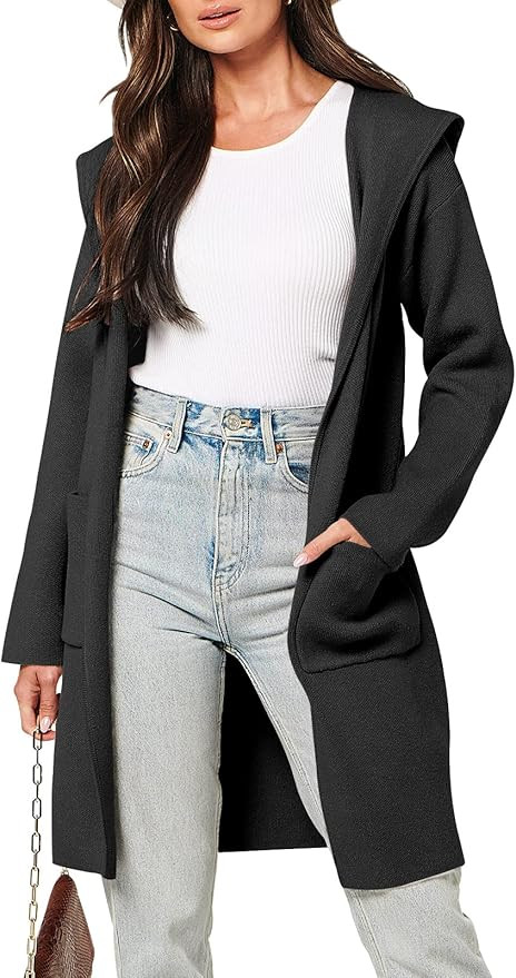 ANRABESS Cardigan for Women Open Front Oversized Hoodie Sweater Coat Casual Pockets Knit Coatigan... | Amazon (US)
