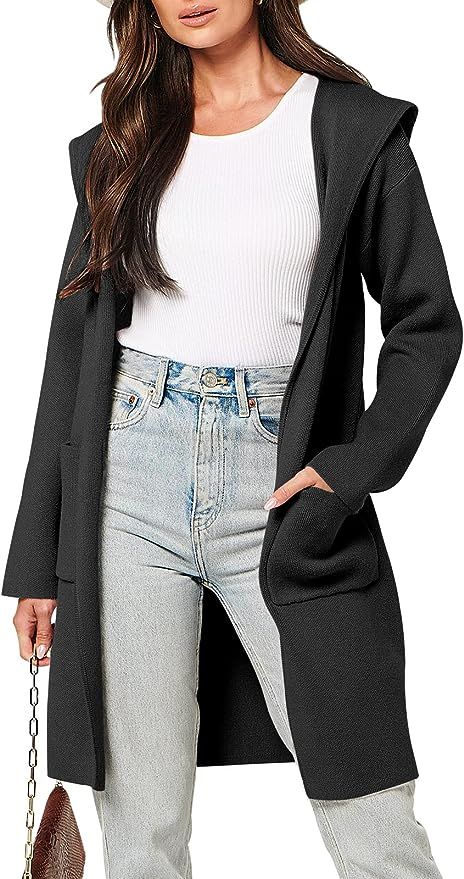 ANRABESS Cardigan for Women Open Front Oversized Hoodie Sweater Coat Casual Pockets Knit Coatigan... | Amazon (US)