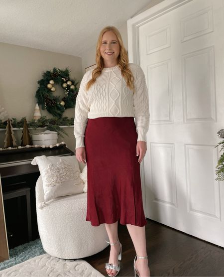 Holiday Outfit // Walmart holiday outfit idea (sweater / size small) midi skirt size medium 

#LTKHoliday #LTKfindsunder50 #LTKSeasonal