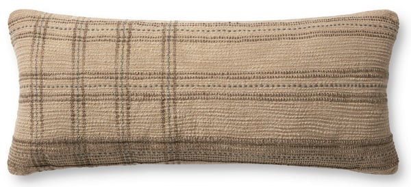Calista Pillow PAR-0018 Tan/Slate Cotton Plaid | Rugs Direct