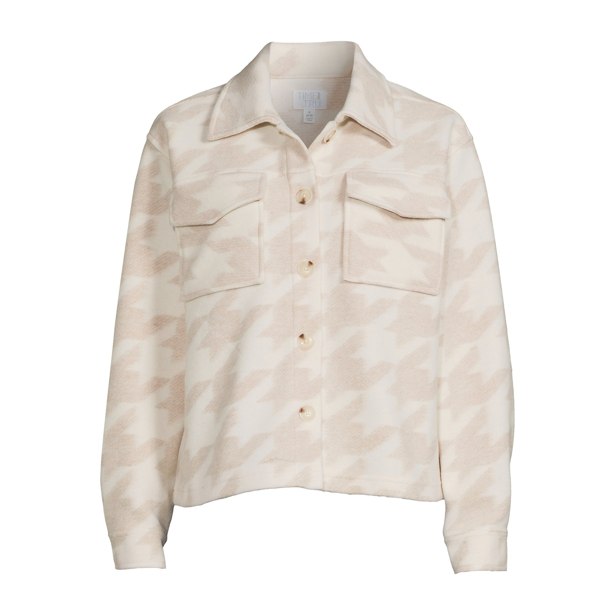 Time and Tru Women's Brushed Fleece Cropped Shacket, Sizes XS-XXXL | Walmart (US)