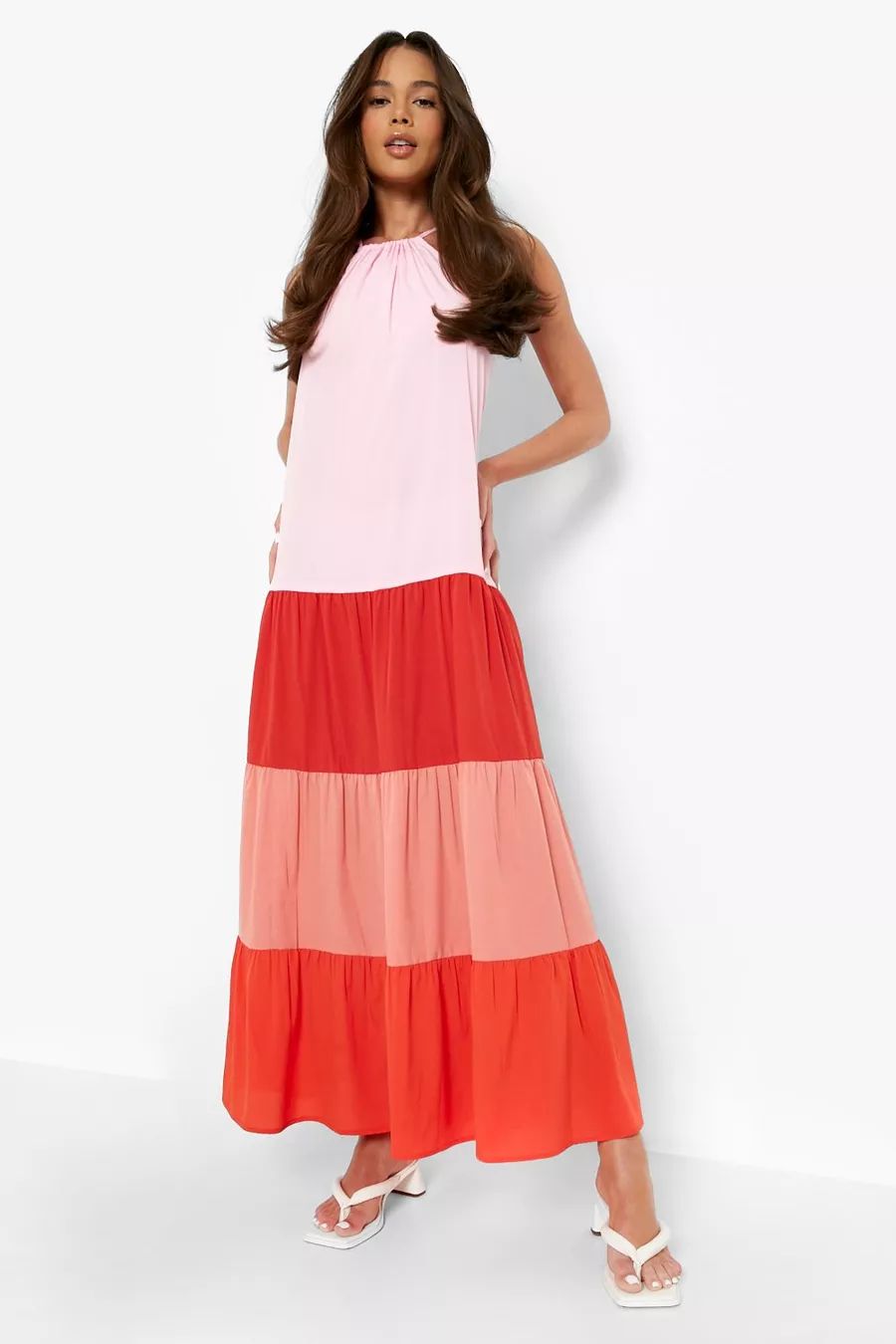 Tiered Colour Block Maxi Dress | Boohoo.com (US & CA)