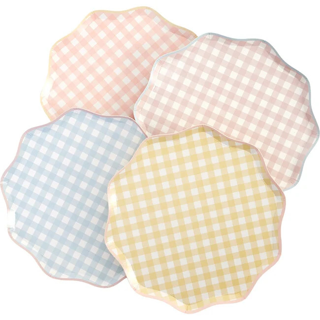Meri Meri | Set of 12 Gingham Dinner Plates, Multi | Maisonette | Maisonette