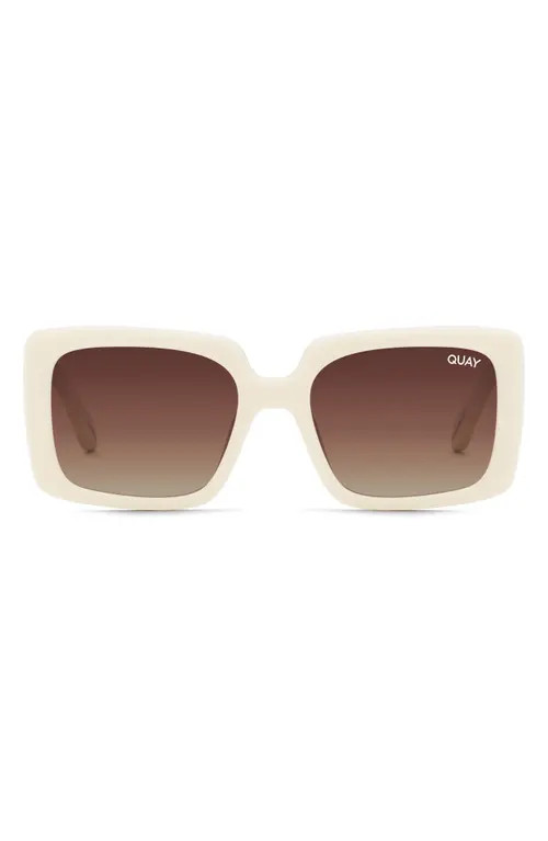 Quay Australia Total Vibe Mini 44mm Polarized Square Sunglasses in White/Brown Polarized at Nordstro | Nordstrom