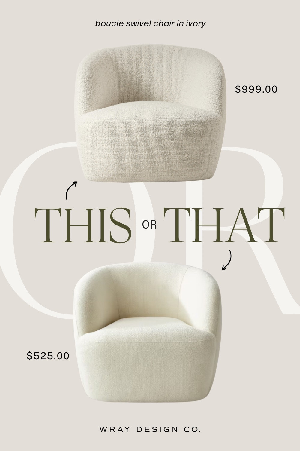 Your weekly look for less is here! Featuring a boucle swivel chair in ivory. Will you splurge at CB2 or are you buying the dupe at Quince?! Let us know! PS—I’m going for the dupe. 🙌🏼

#LTKStyleTip #LTKHome