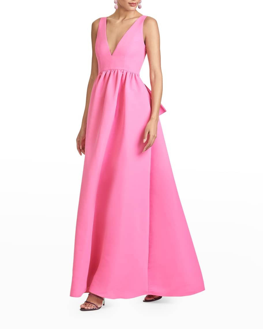 Sachin & Babi Katrina Sleeveless Gown w/ Bow | Neiman Marcus