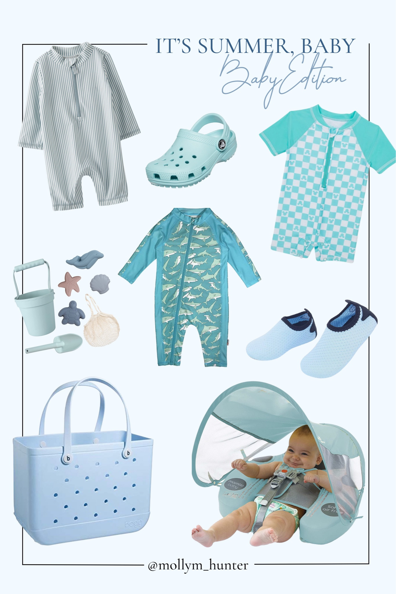 Baby beach and pool essentials. Love the baby rash guards to protect that baby smooth skin! 

Baby swim / swimsuit / swimwear / water shoes / beach toys / baby crocs / beach bag / pool float / baby float / sand toys / summer 

#liketkit #LTKswim #LTKbaby #LTKkids

#LTKfamily #LTKkids #LTKbaby