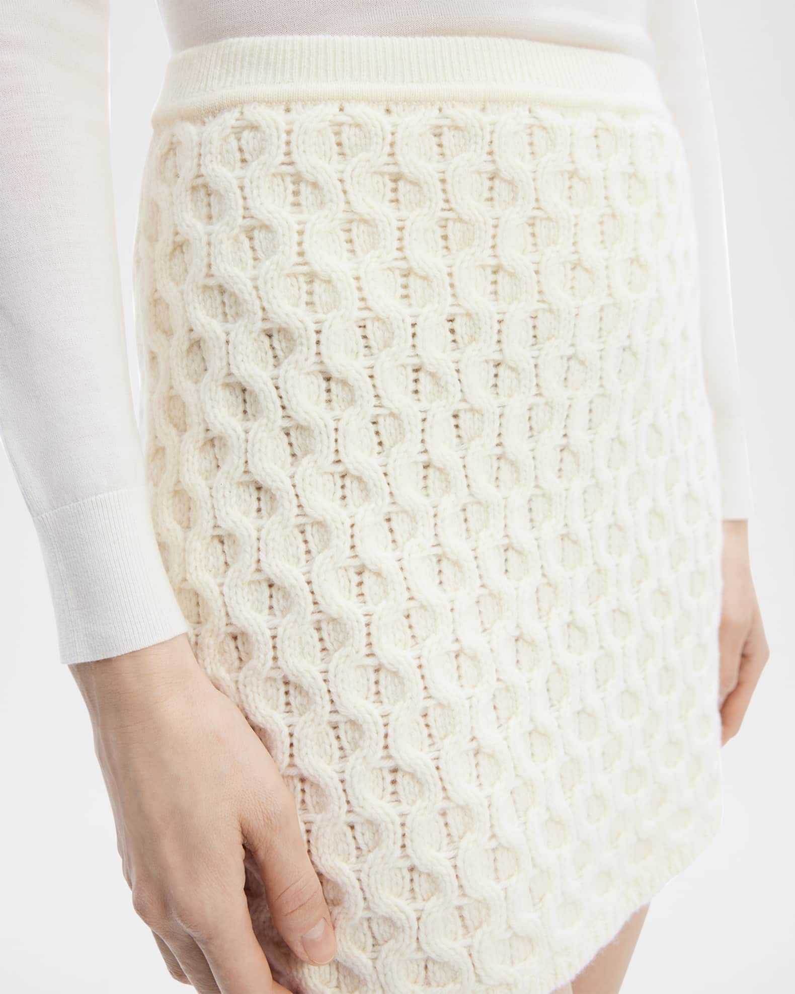Theory Cable-Knit Felted Wool-Cashmere Mini Skirt | Neiman Marcus
