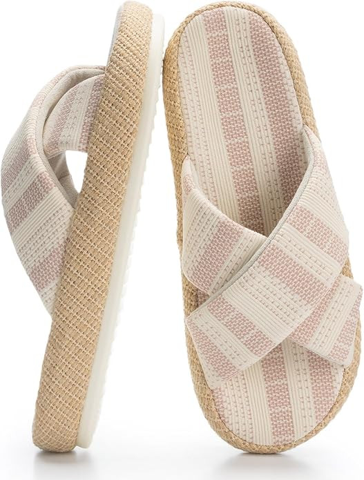 Womens Slippers Memory Foam Slippers for Women Open Toe Comfy House Slipper | Amazon (US)