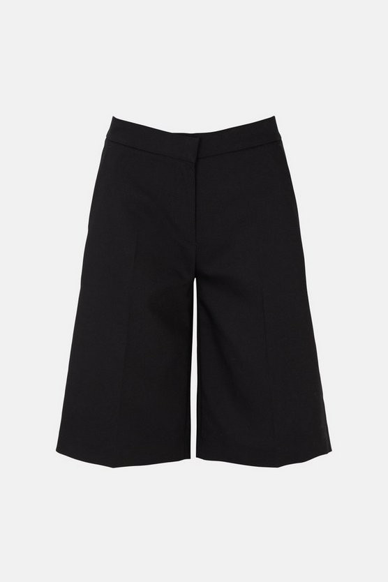 Cotton Sateen Wide Leg Shorts | Karen Millen UK + IE + DE + NL