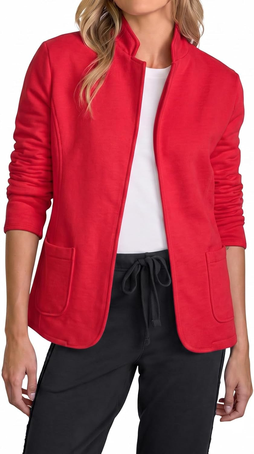 Fisoew Womens Sweatshirt Blazer Open Front Lapel Suit Jacket Casual Coat | Amazon (US)