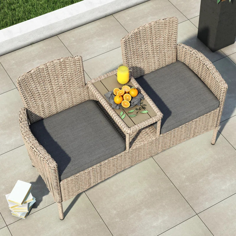 Wicker Tete-a-Tete Bench | Wayfair North America