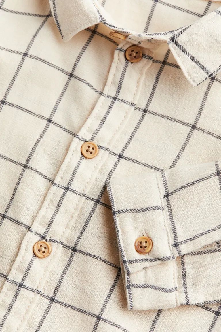 Cotton Shirt - Light beige/checked - Kids | H&M US | H&M (US + CA)