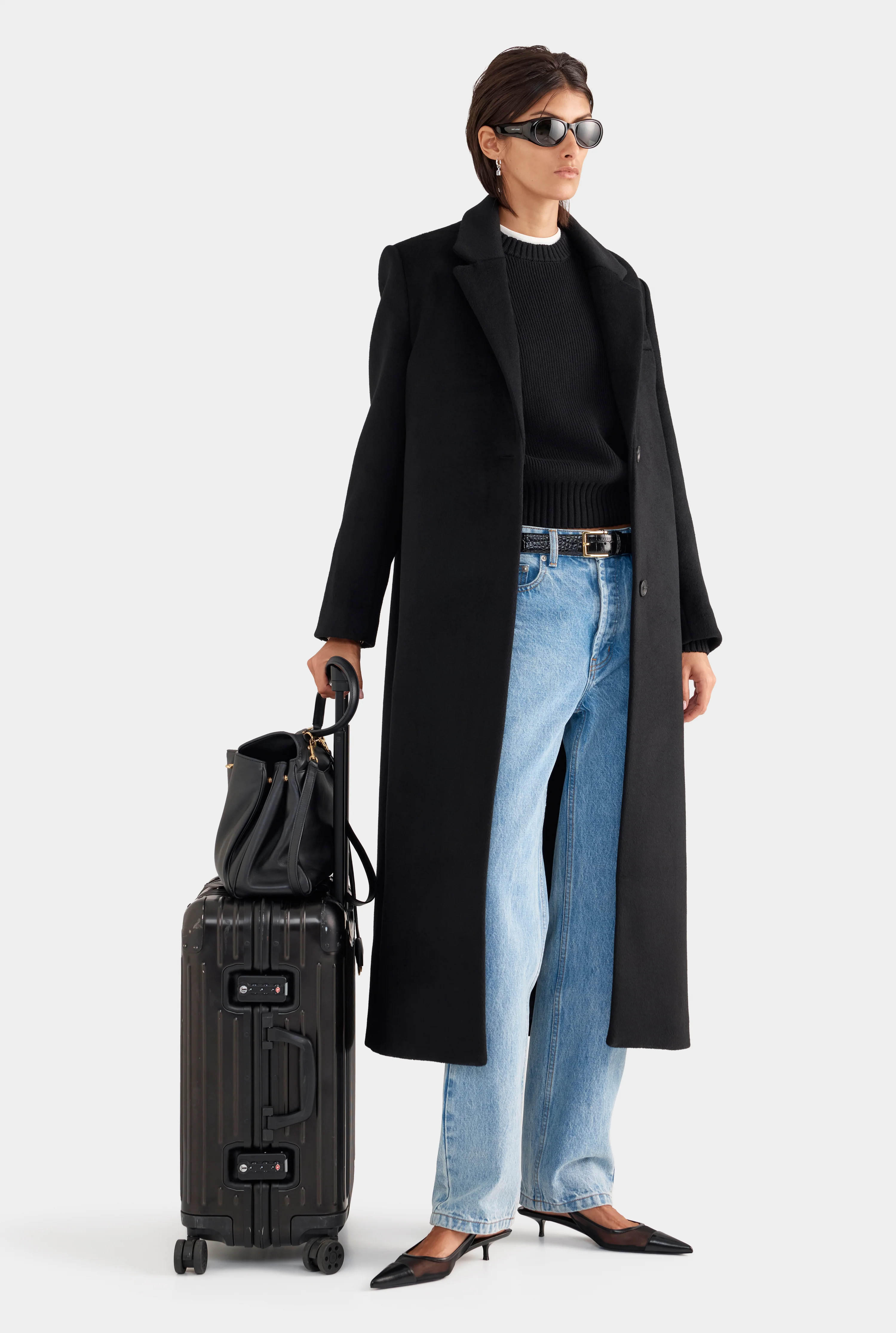 Womens Wool Coat in Black | Venroy | Venroy AU