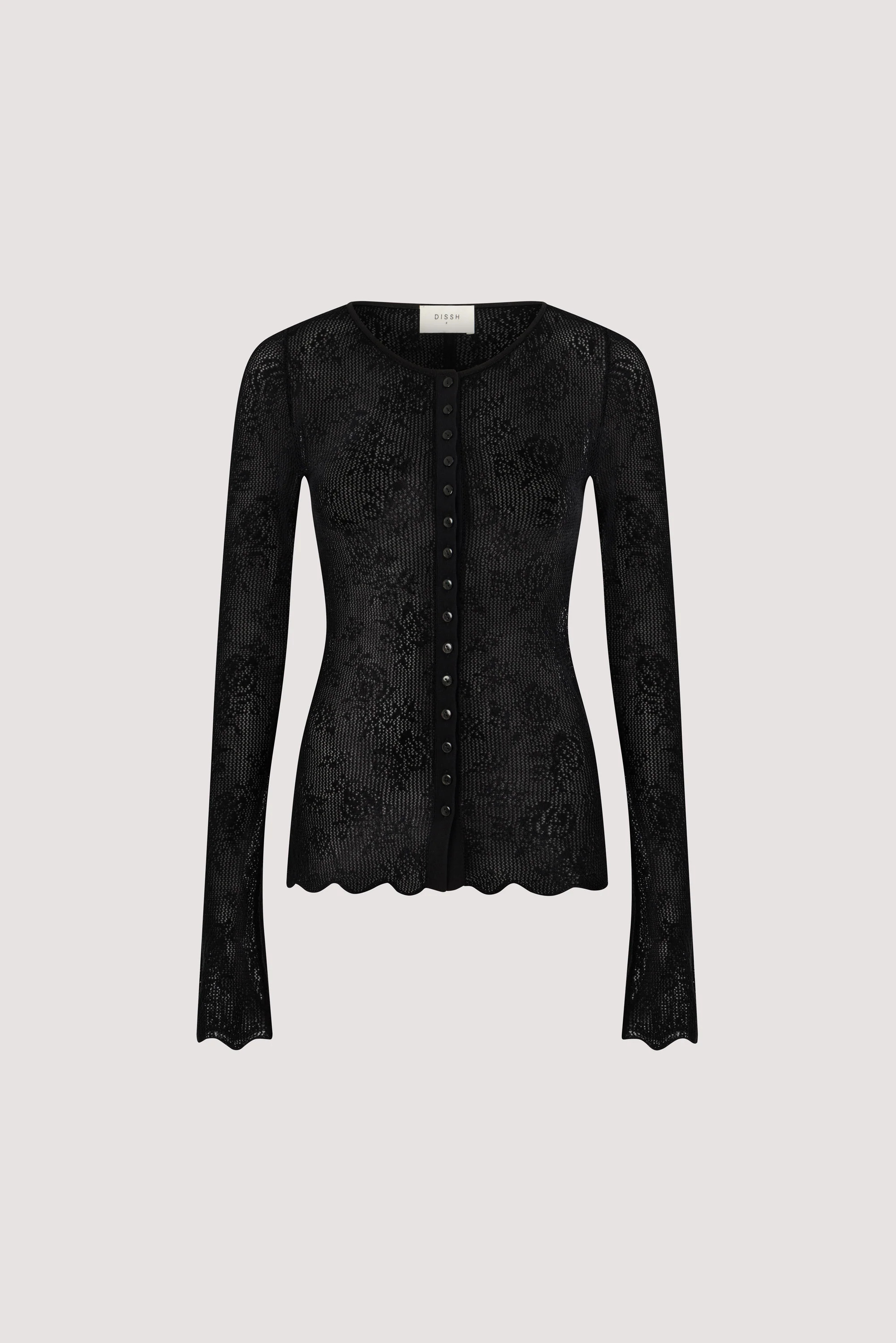 DELIA BLACK LACE BUTTON FRONT TOP | DISSH