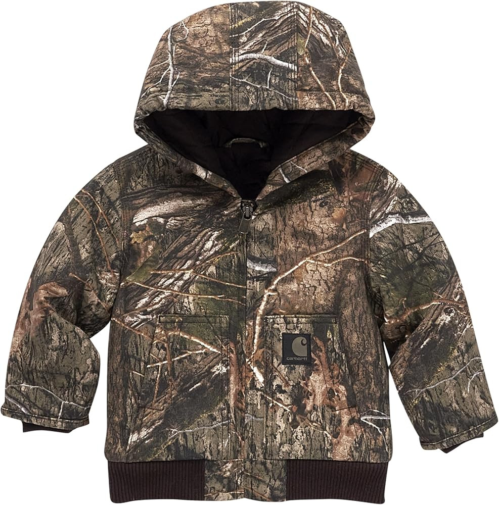 Carhartt Boys' Flannel-Lined Hooded Canvas Insulated Zip-Up Jacket | Amazon (US)