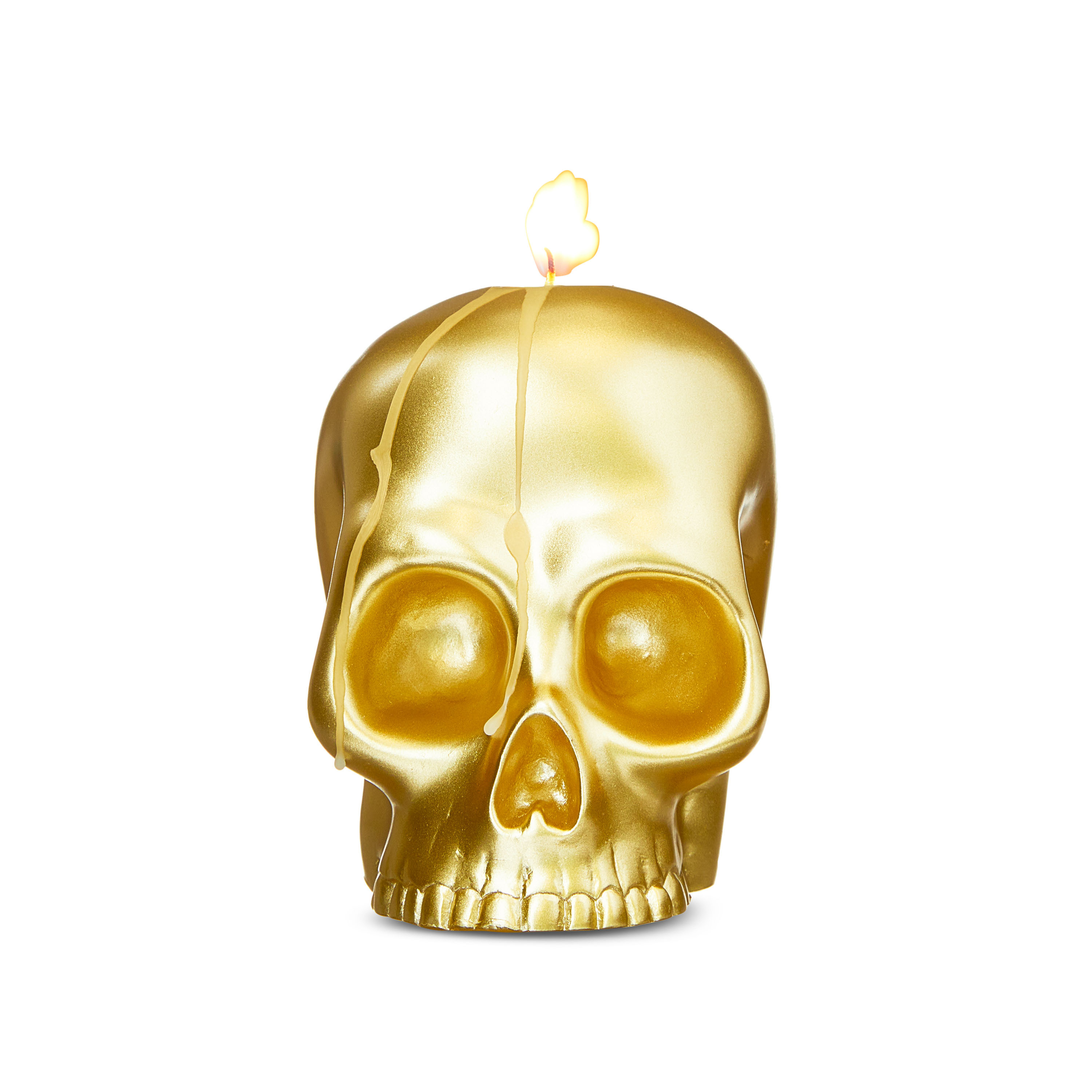 Halloween Gold Skull-Shaped Unscented Candle, 4" H, by Way To Celebrate | Walmart (US)