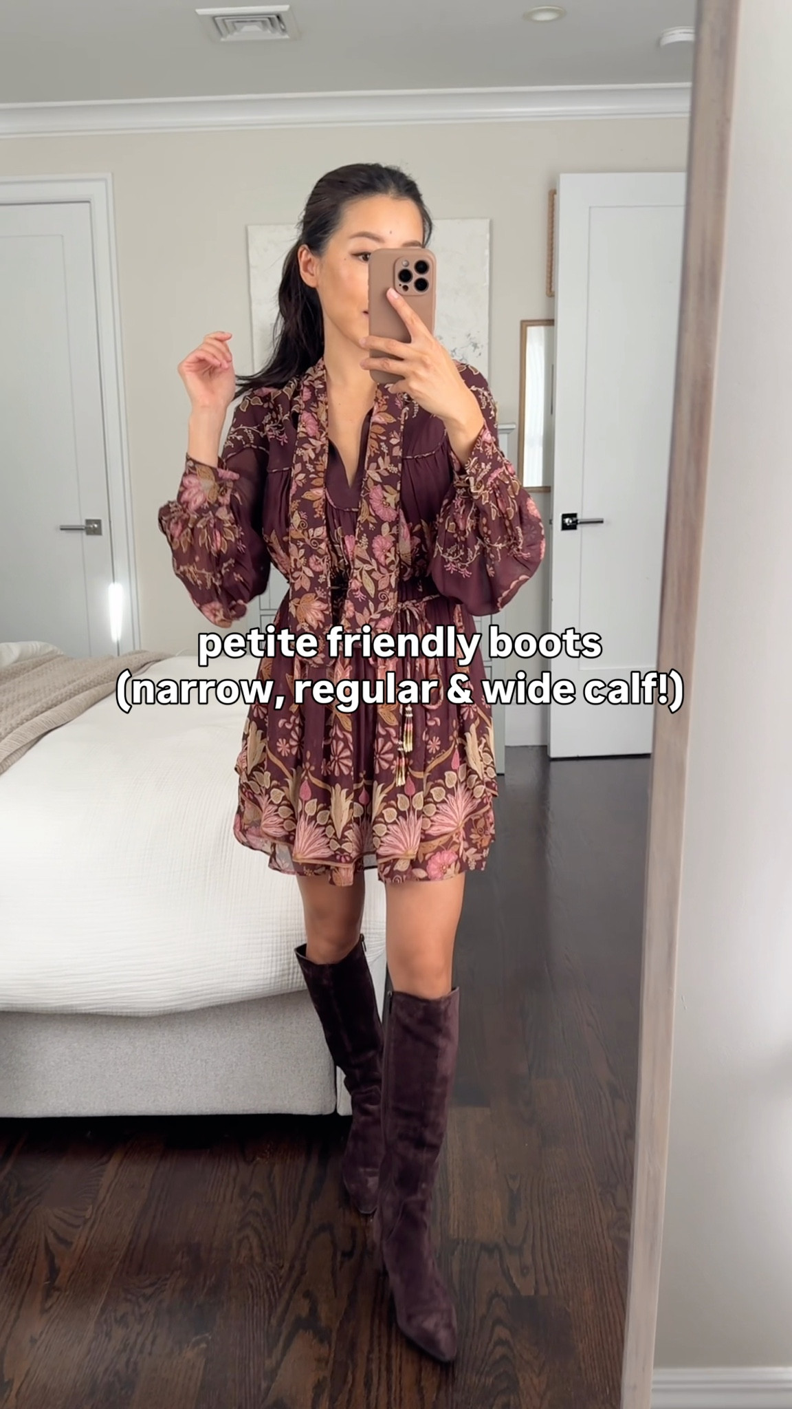 Fall dresses steeply discounted! 

And have gotten great feedback on these petite boots 

• Naturalizer knee high boots sz 5.5 narrow calf (when selecting your size on the webpage , don’t confuse this with a narrow foot width). great for shorter girls. 

Narrow calf is slim fit on me (I have 12.5” calves) , also comes in standard and wide calf, with a comfy low heel. shaft height measures 15” in the front and 14” in the back. NOTE: this will increase as shoe size goes up! 

• FARM Rio Bella floral long sleeve minidress xxs semi sheer. 

• target cotton bike shorts Xs runs small 

• Abercrombie jacket xxs older color. Found a very close look alike linked! I am size XS in mango teen. 

Fall outfit, petite friendly dress, narrow calf boots

#LTKPetite #LTKSeasonal #LTKHoliday