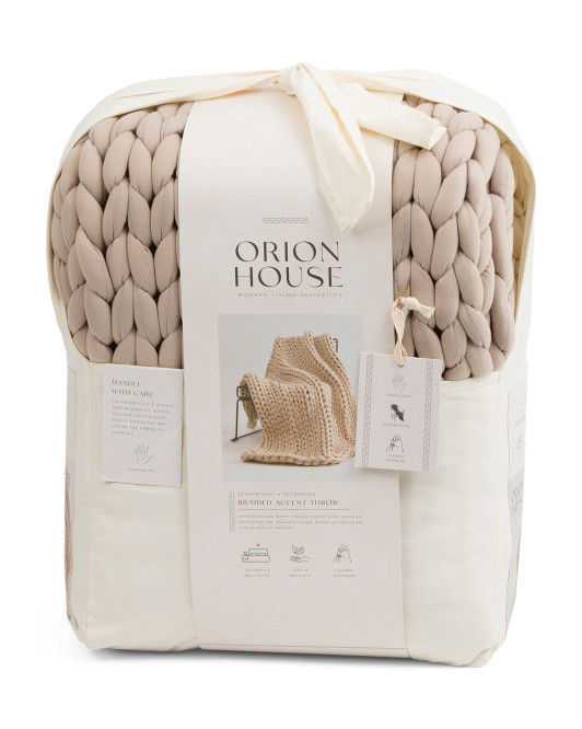 50x60 Chunky Heavyweight Braided Knit Throw | TJ Maxx
