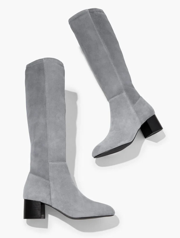 Sophie Stretch Suede Tall Boots | Talbots