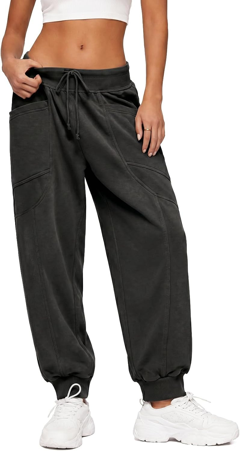 Fisoew Womens High Waist Sweatpants Workout Cinch Bottom Joggers Pants | Amazon (US)