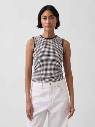 Gingham Pointelle Shell Tank Top | Gap (US)