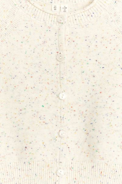 Baumwollstrickjacke - Rundausschnitt - Langarm - Cremeweiß meliert - Kids | H&M DE | H&M (DE, AT, CH, NL, FI)