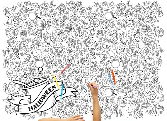 Halloween Giant Coloring Page  // Extra Large Poster Coloring Page // Kids Crafts // Kids Activit... | Etsy (US)