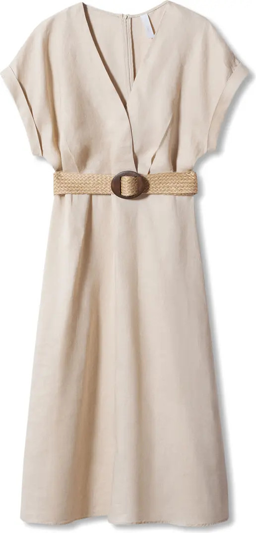 Belted Linen A-Line Dress | Nordstrom