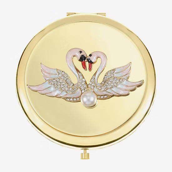 Monet Jewelry Swans Gold Tone Compact Mirror, Color: White - JCPenney | JCPenney