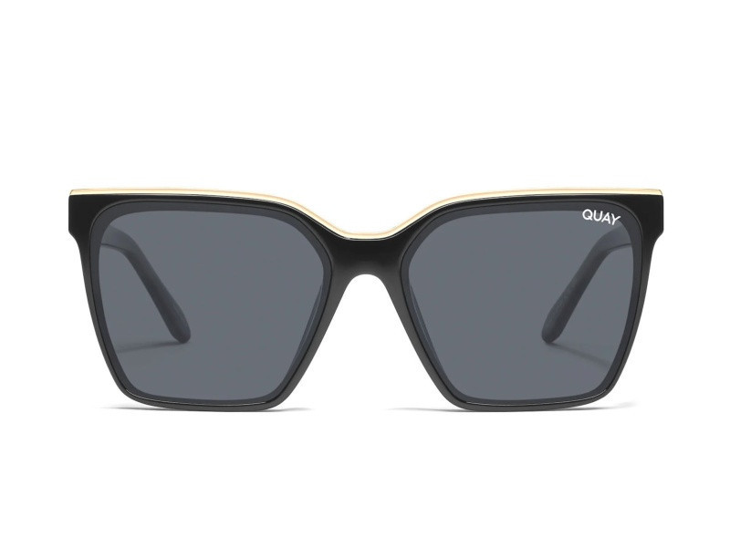 Quay Level Up Black Gold Square Frame / Smoke Lenses Sunglasses | JTV Jewelry