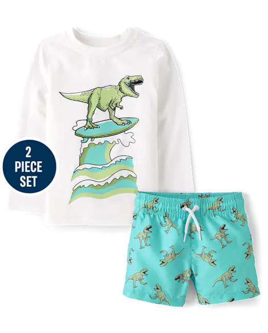 Baby And Toddler Boys Print Rashguard 2-Piece Swimsuit - green | The Children's Place