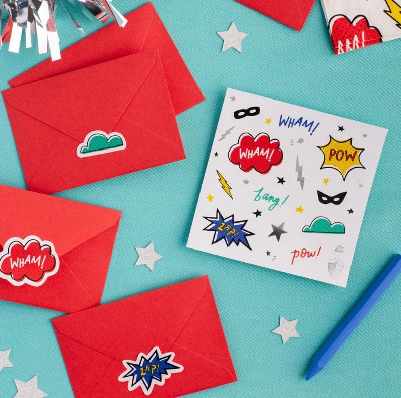 Superhero Sticker Set 4 Pk. - Etsy | Etsy (US)