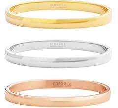 Edforce Stainless Steel Women's 18k Gold Plated Stackable Bangle Bracelet Hinged Oval-Shape | Amazon (US)