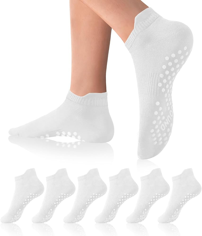 DIBAOLONG Pilates Socks with Grips for Women Yoga Socks Non Slip Barre Hospital Socks 6-Pairs Gri... | Amazon (US)
