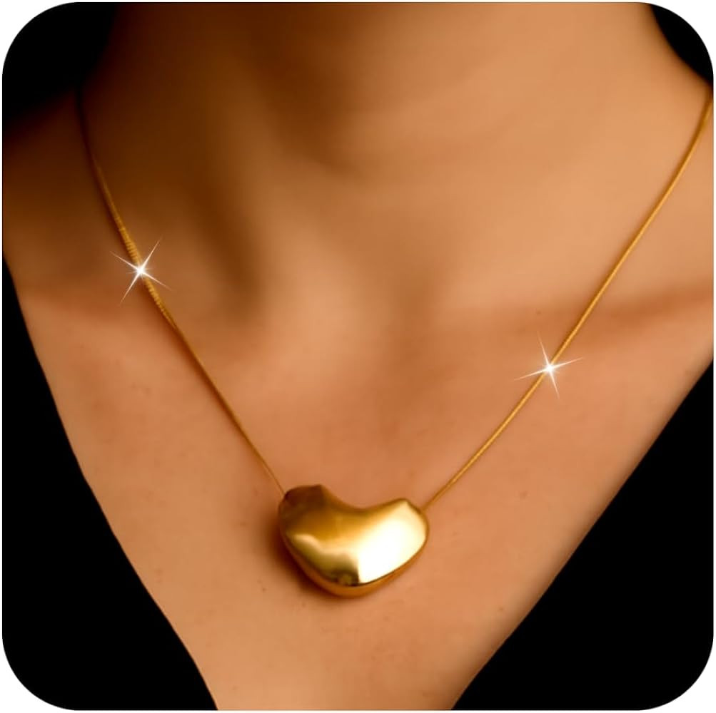 Jean Beau Chunky Irregular Textured Pendant Long Necklace for Women, Statement Trendy Stainless S... | Amazon (US)